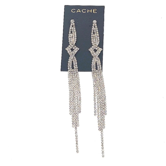 CACHE Crystal Tennis Bracelet and Dangle Chandelier Earrings Set in Silver - Picture 6 of 9